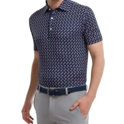 FootJoy Men's Leaping Dolphins Print Lisle Golf Polo Shirt -Golf Shop 0074794 footjoy mens leaping dolphins print lisle golf polo shirt