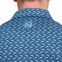 FootJoy Men's Leaping Dolphins Print Lisle Golf Polo Shirt -Golf Shop 0074801 footjoy mens leaping dolphins print lisle golf polo shirt