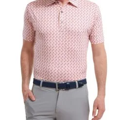 FootJoy Men's Leaping Dolphins Print Lisle Golf Polo Shirt -Golf Shop 0074804 footjoy mens leaping dolphins print lisle golf polo shirt