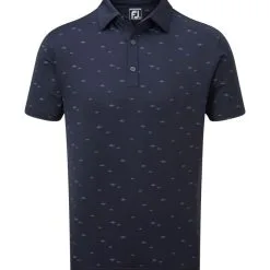 FootJoy Men's School Of Fish Print Lisle Golf Polo Shirt