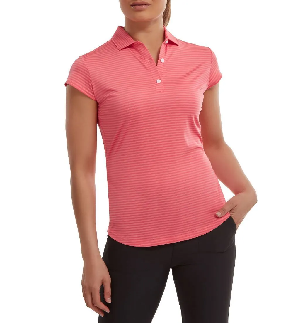 FootJoy Ladies Tonal Stripe Lisle Golf Polo Shirt 4 FootJoy Ladies Tonal Stripe Lisle Golf Polo Shirt - Image 2