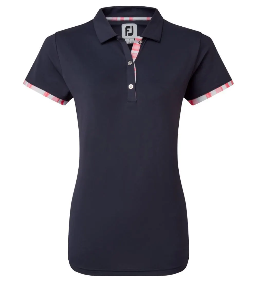 FootJoy Ladies Watercolour Trim Pique Golf Polo Shirt 3 FootJoy Ladies Watercolour Trim Pique Golf Polo Shirt