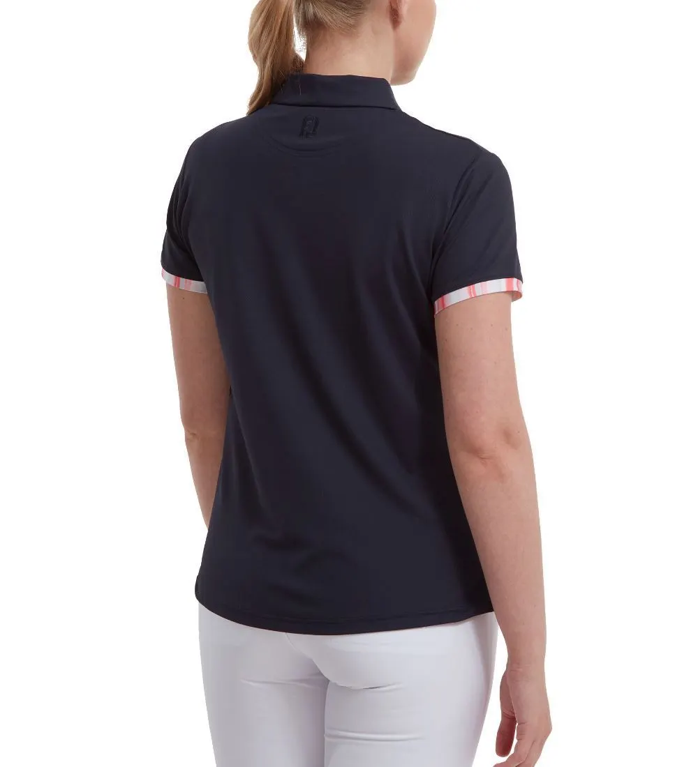 FootJoy Ladies Watercolour Trim Pique Golf Polo Shirt 6 FootJoy Ladies Watercolour Trim Pique Golf Polo Shirt - Image 4