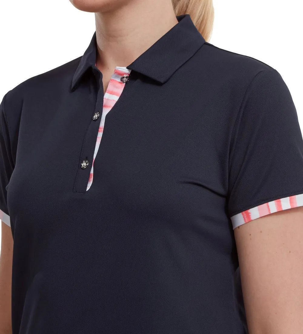 FootJoy Ladies Watercolour Trim Pique Golf Polo Shirt 5 FootJoy Ladies Watercolour Trim Pique Golf Polo Shirt - Image 3