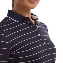 FootJoy Ladies 3/4 Sleeve Pinstripe Pique Golf Polo Shirt 11 FootJoy Ladies 3/4 Sleeve Pinstripe Pique Golf Polo Shirt -Golf Shop 0078875 footjoy ladies 34 sleeve pinstripe pique golf polo shirt