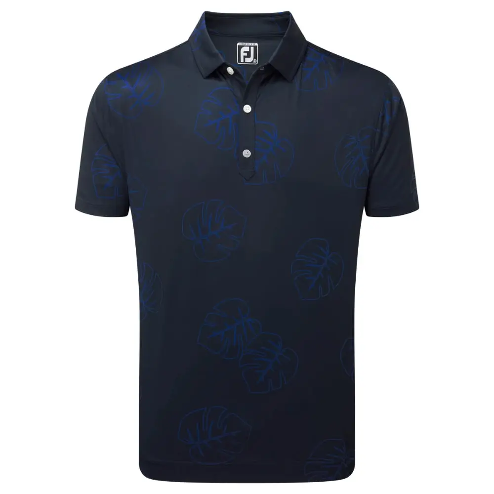 FootJoy Men's Jungle Leaf Pique Golf Polo Shirt 4 FootJoy Men's Jungle Leaf Pique Golf Polo Shirt - Image 2