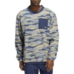 Adidas Men's Texture-Print Crew Golf Sweatshirt -Golf Shop 0082355 adidas mens texture print crew golf sweatshirt